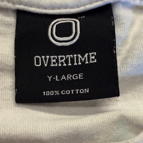Overtime Kids White Short Sleeve Tee Size Large - Picture 2 of 3